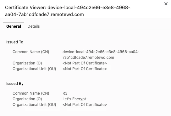 WD new device certificate